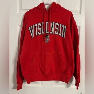 Tsi Sportswear Men’s Size Medium Red Hoodie Wisconsin Badgers Mascot Embroidered